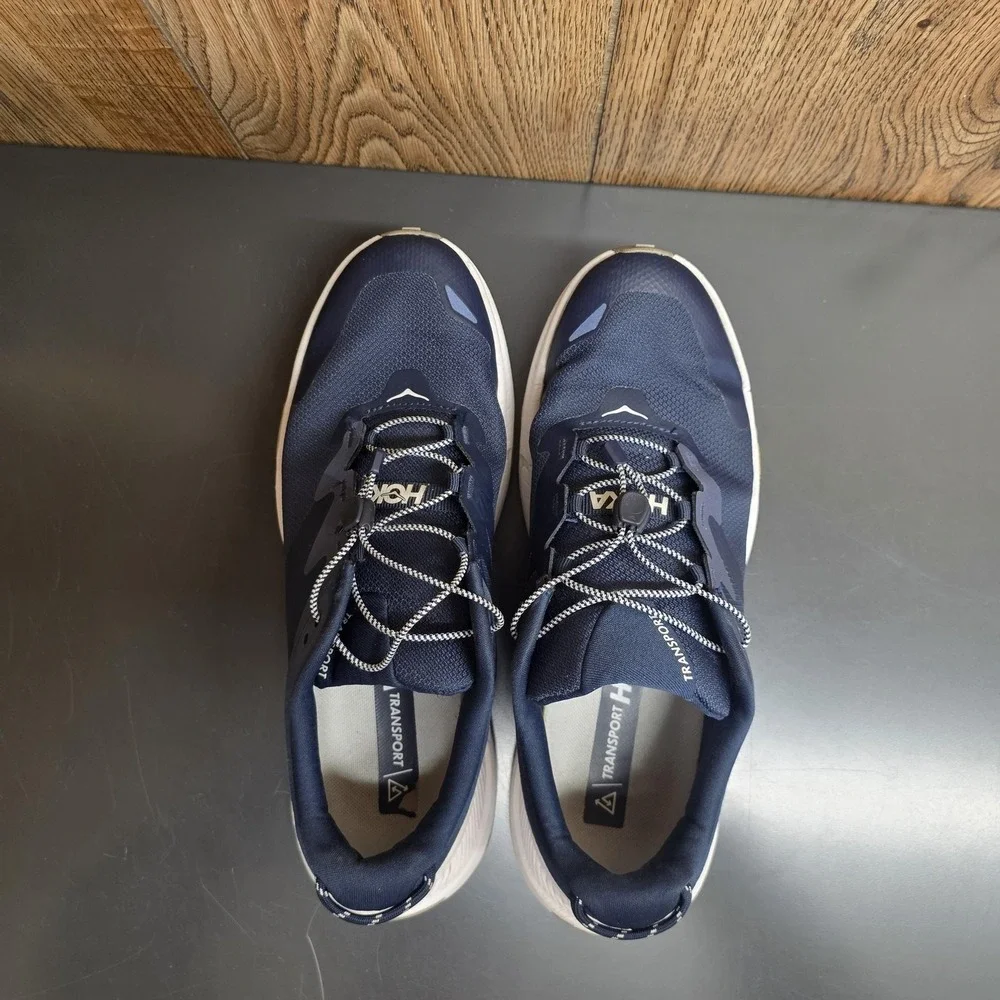 Hoka One One Transport Shoes Mens Size 9.5 Navy Blue Vibram Hiking Sneakers